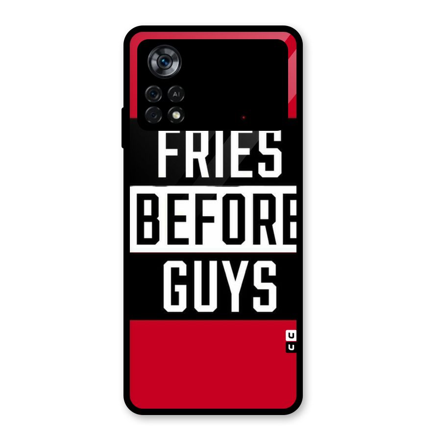 Fries Love Stripes Glass Back Case for Poco X4 Pro 5G