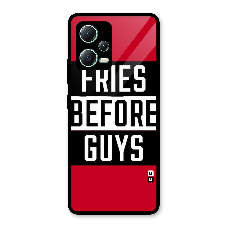 Fries Love Stripes Glass Back Case for Redmi Note 12 5G