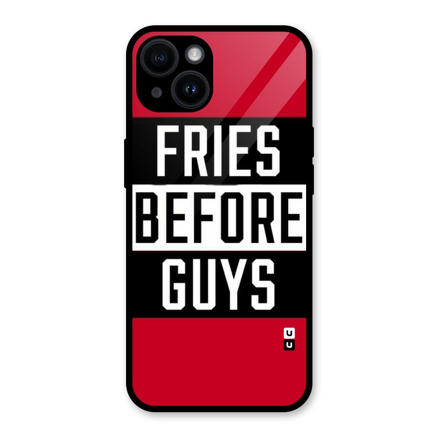 Fries Love Stripes Glass Back Case for iPhone 14