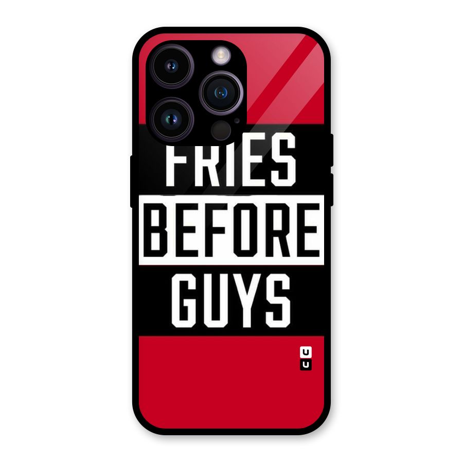 Fries Love Stripes Glass Back Case for iPhone 14 Pro