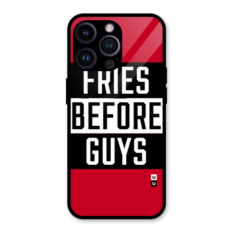 Fries Love Stripes Glass Back Case for iPhone 14 Pro Max