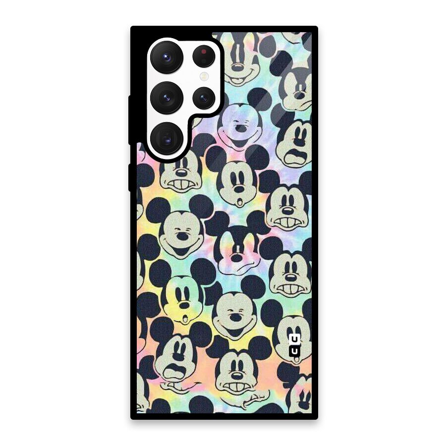 Fun Rainbow Faces Glass Back Case for Galaxy S22 Ultra 5G