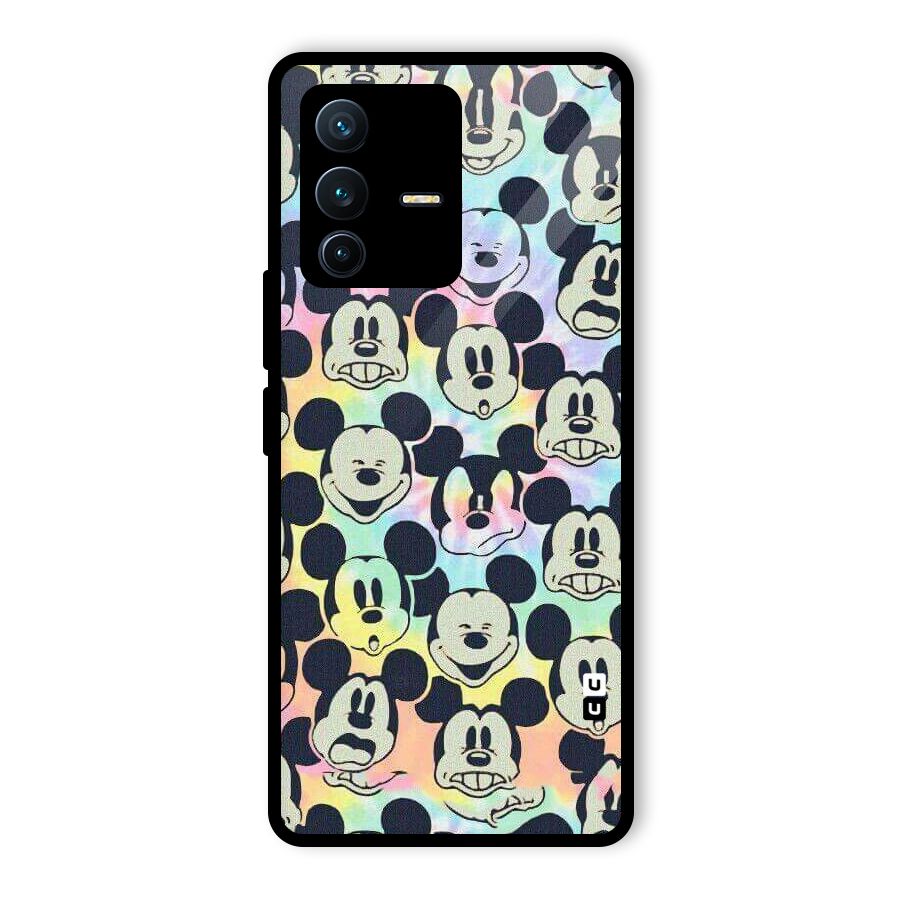 Fun Rainbow Faces Glass Back Case for Vivo V23 Pro