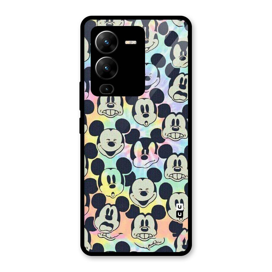 Fun Rainbow Faces Glass Back Case for Vivo V25 Pro