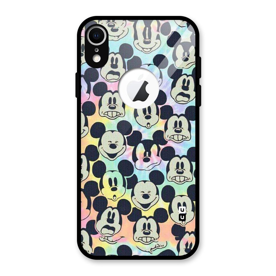 Fun Rainbow Faces Glass Back Case for iPhone XR Logo Cut