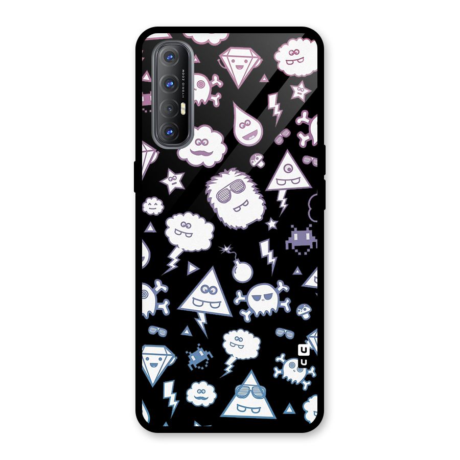Funny Faces Glass Back Case for Oppo Reno3 Pro