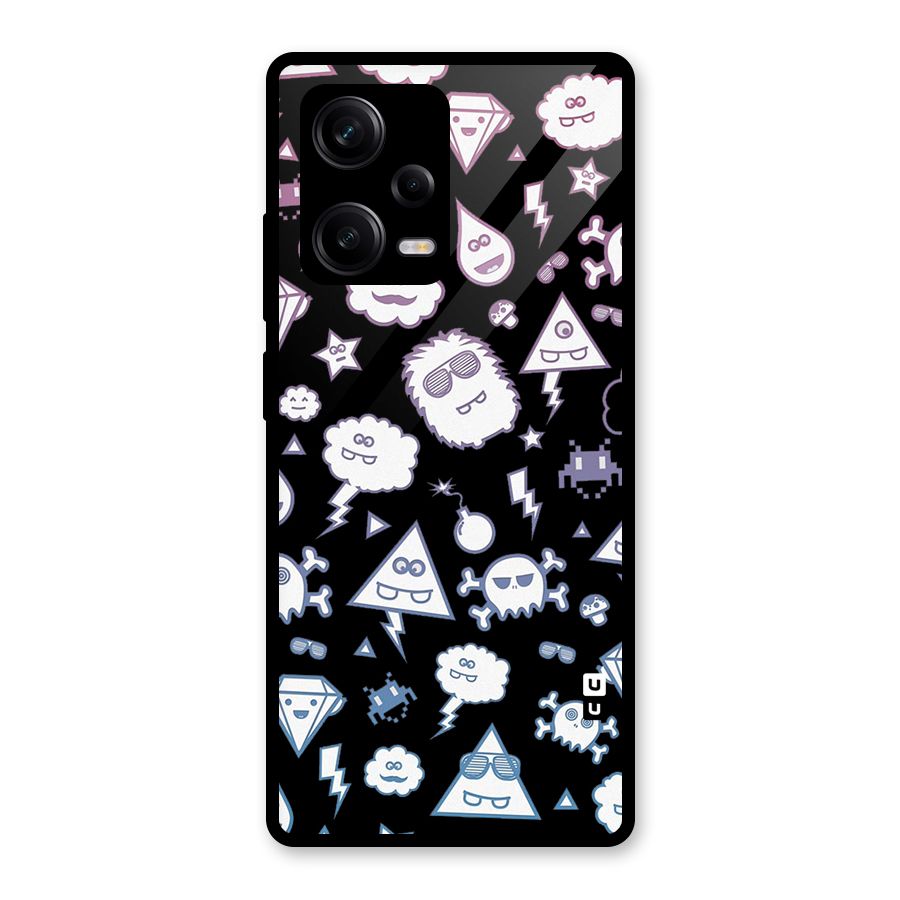 Funny Faces Glass Back Case for Redmi Note 12 Pro