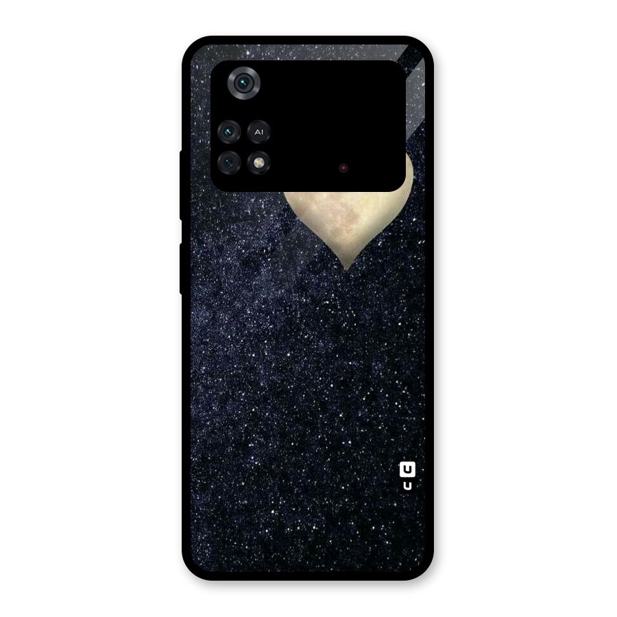 Galaxy Space Heart Glass Back Case for Poco M4 Pro 4G