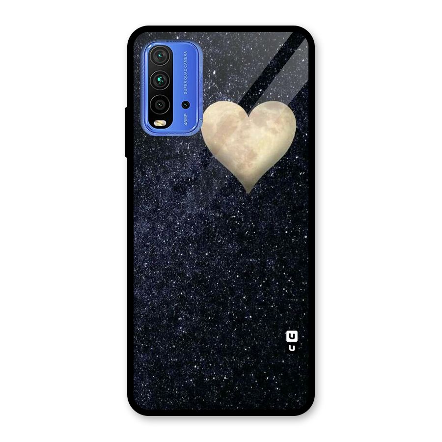 Galaxy Space Heart Glass Back Case for Redmi 9 Power