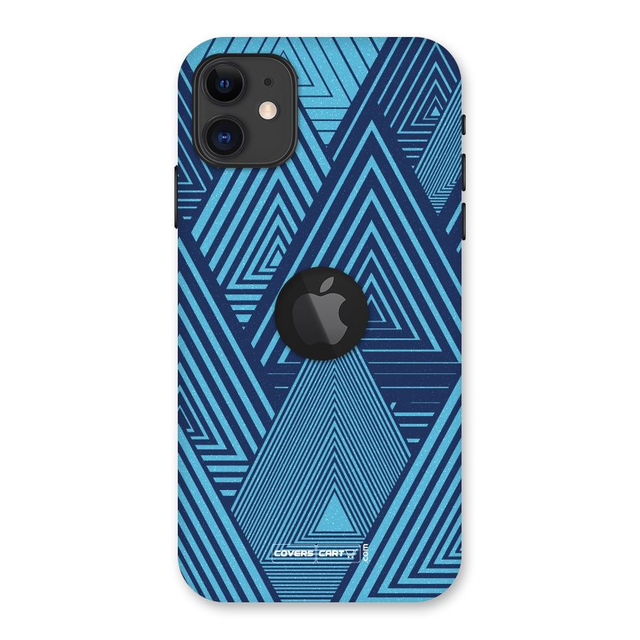 Geometric Blue Print Back Case for iPhone 11 Logo Cut