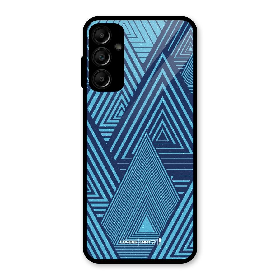 Geometric Blue Print Glass Back Case for Galaxy A14 5G
