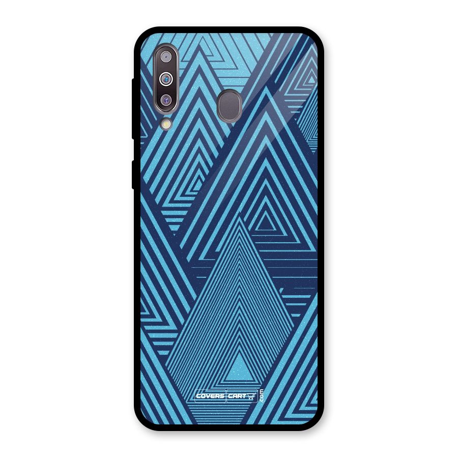 Geometric Blue Print Glass Back Case for Galaxy M30