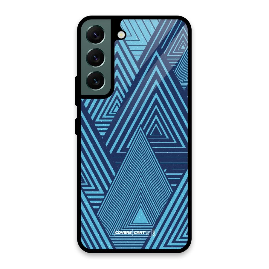 Geometric Blue Print Glass Back Case for Galaxy S22 5G