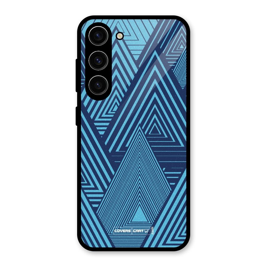 Geometric Blue Print Glass Back Case for Galaxy S23