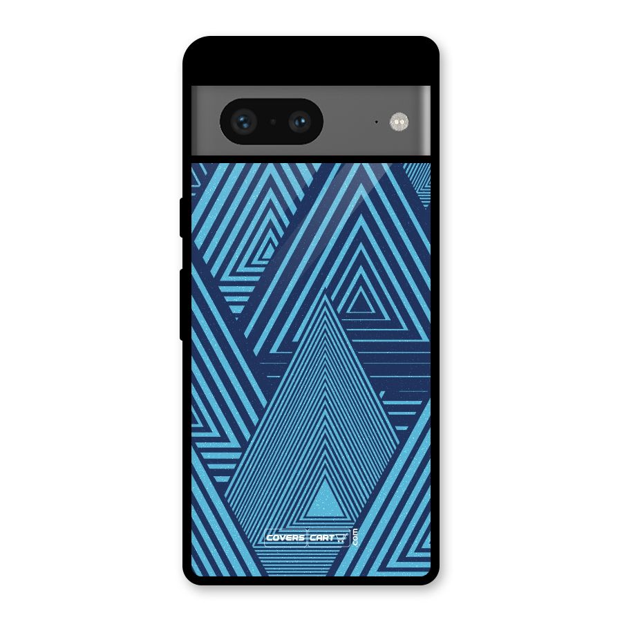 Geometric Blue Print Glass Back Case for Google Pixel 7