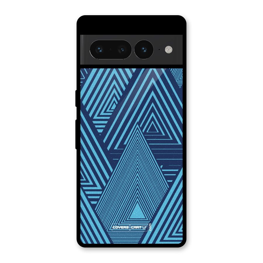 Geometric Blue Print Glass Back Case for Google Pixel 7 Pro
