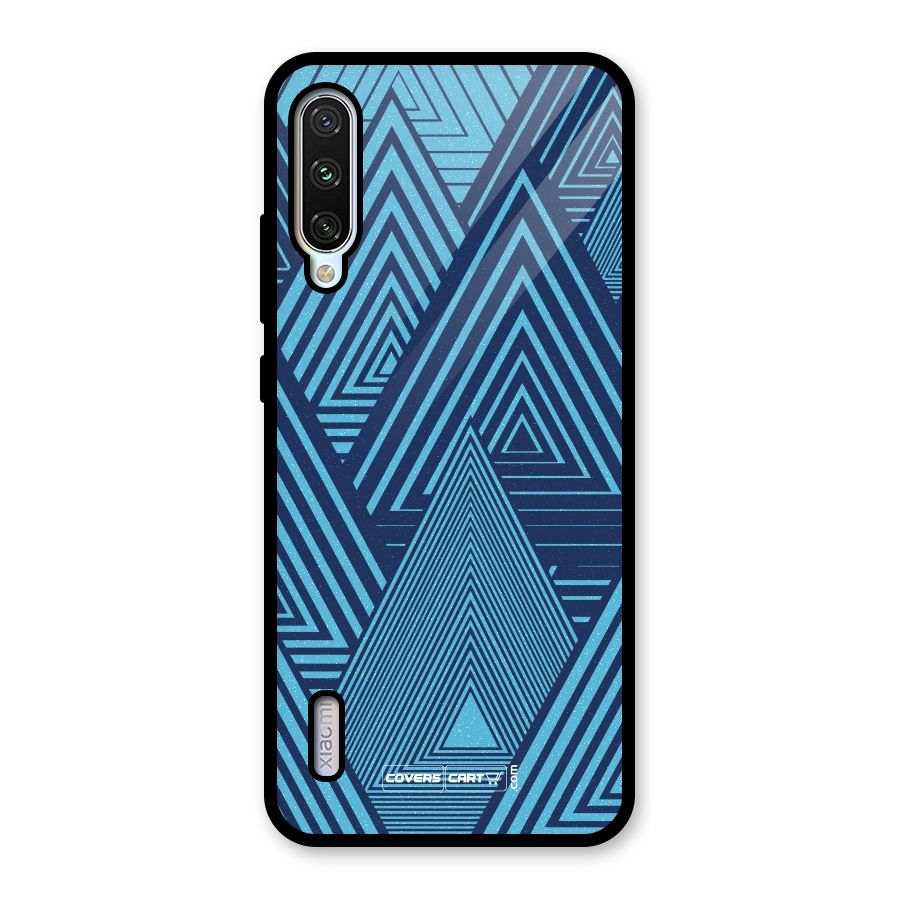 Geometric Blue Print Glass Back Case for Mi A3