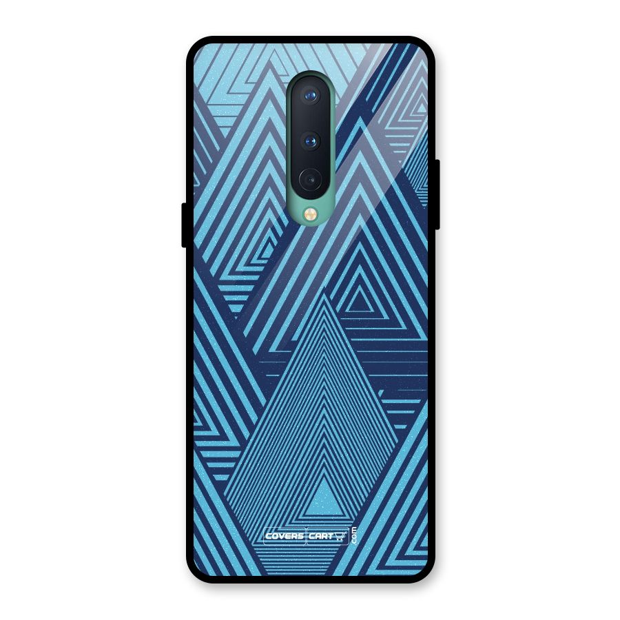 Geometric Blue Print Glass Back Case for OnePlus 8