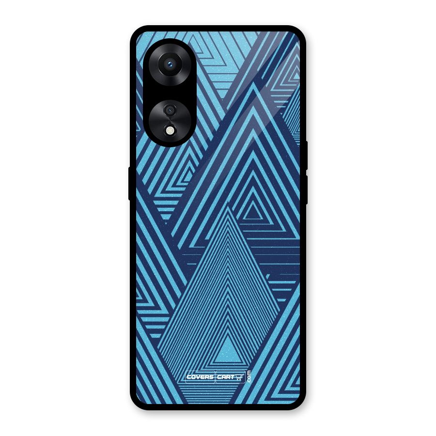 Geometric Blue Print Glass Back Case for Oppo A78