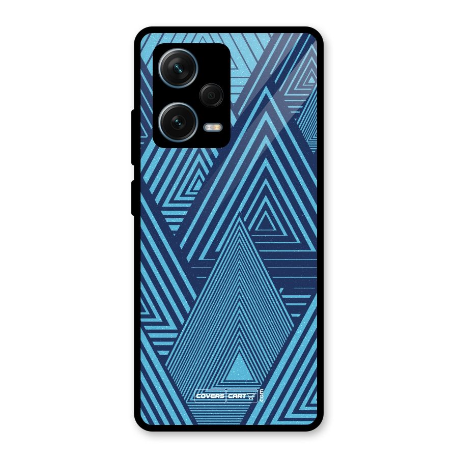 Geometric Blue Print Glass Back Case for Redmi Note 12 Pro Plus 5G