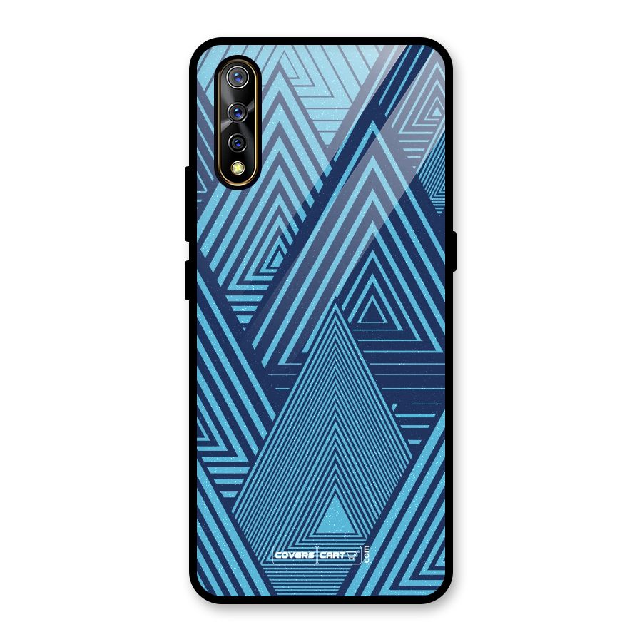 Geometric Blue Print Glass Back Case for Vivo S1