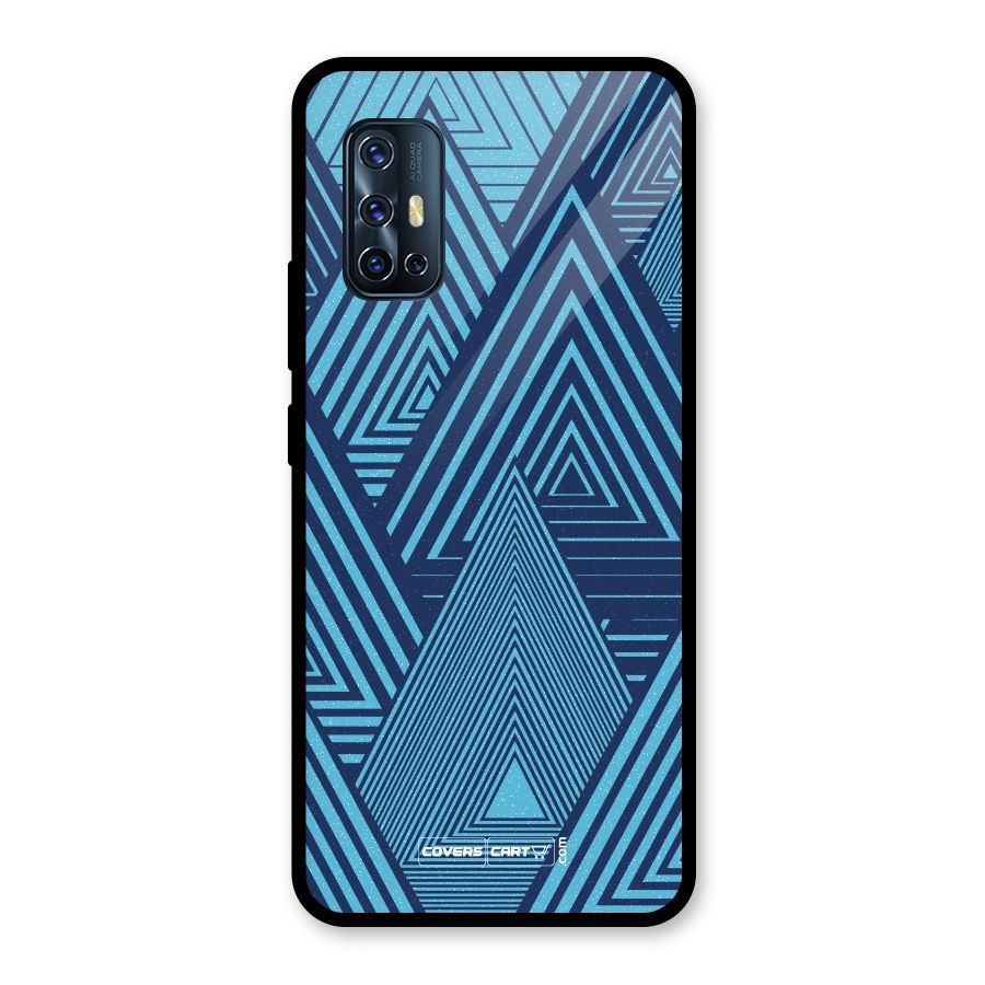 Geometric Blue Print Glass Back Case for Vivo V17