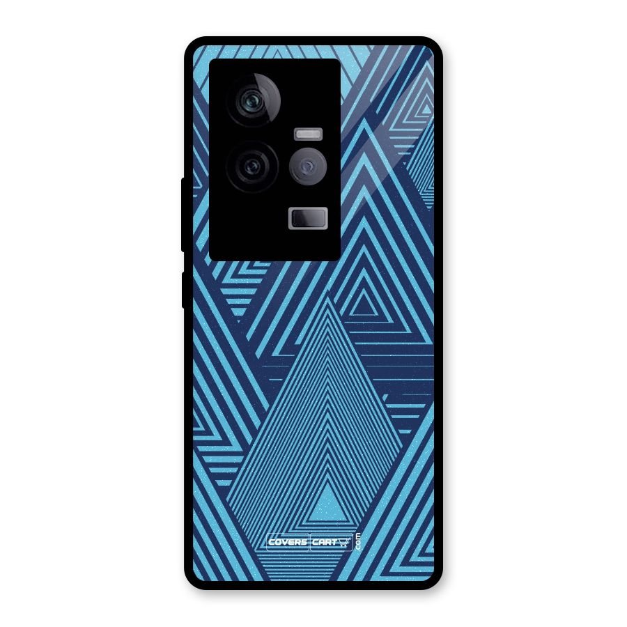 Geometric Blue Print Glass Back Case for Vivo iQOO 11 5G