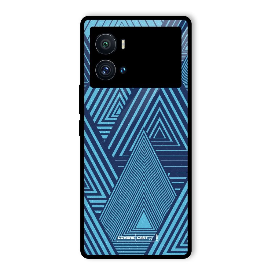 Geometric Blue Print Glass Back Case for Vivo iQOO 9 Pro