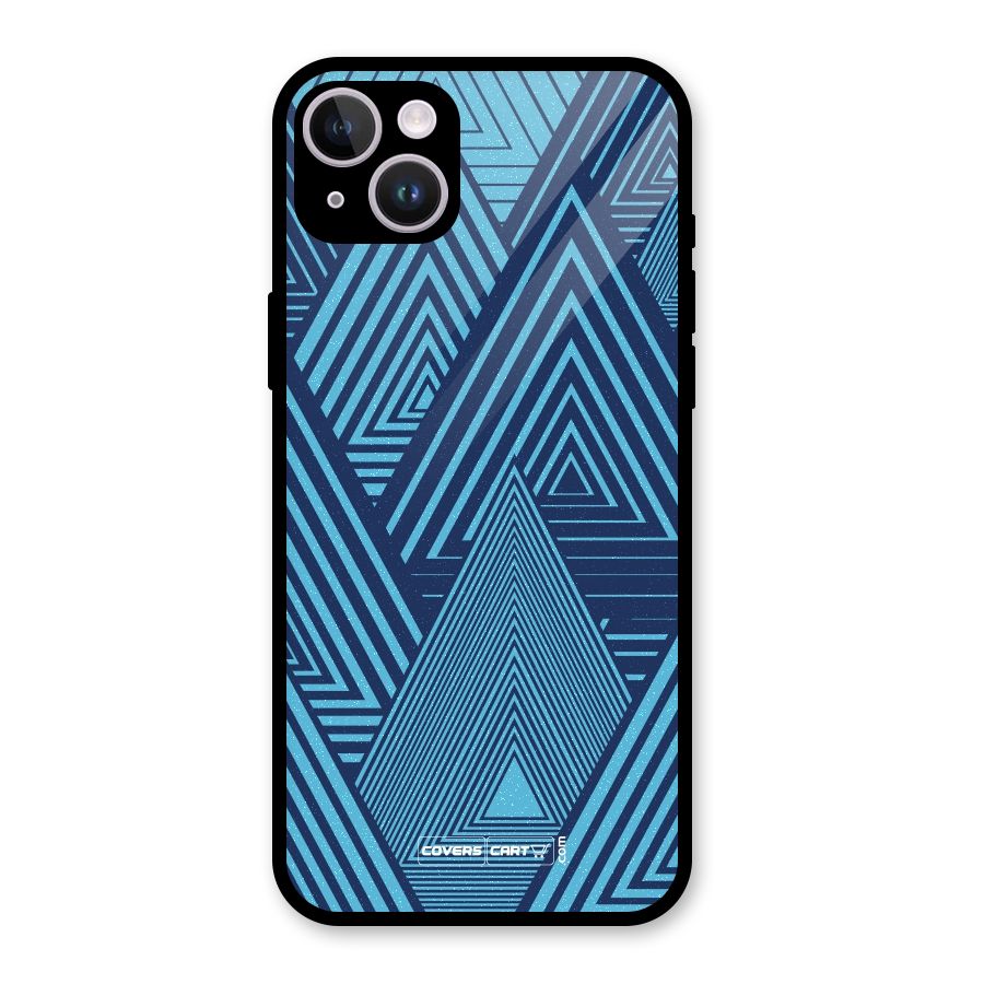 Geometric Blue Print Glass Back Case for iPhone 14 Plus