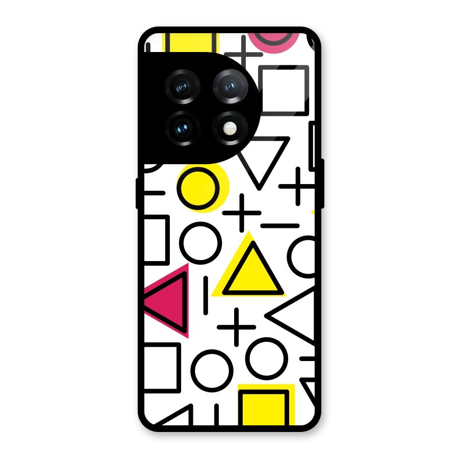 Geometry Pattern Glass Back Case for OnePlus 11