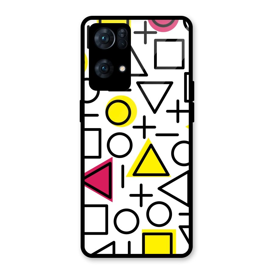 Geometry Pattern Glass Back Case for Oppo Reno7 Pro 5G