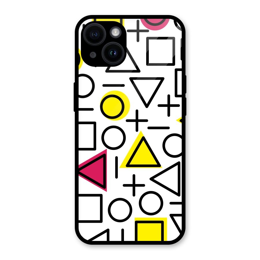 Geometry Pattern Glass Back Case for iPhone 14