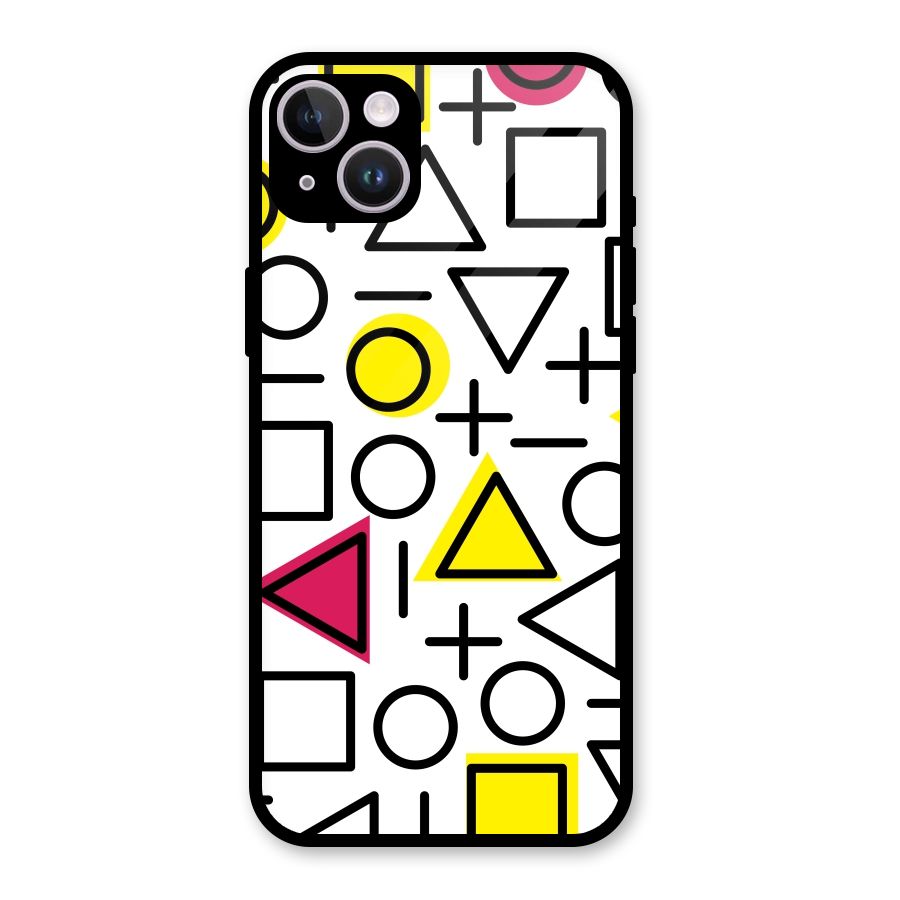 Geometry Pattern Glass Back Case for iPhone 14 Plus