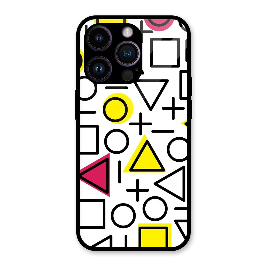 Geometry Pattern Glass Back Case for iPhone 14 Pro