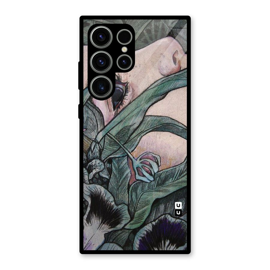 Girl Grass Art Glass Back Case for Galaxy S23 Ultra