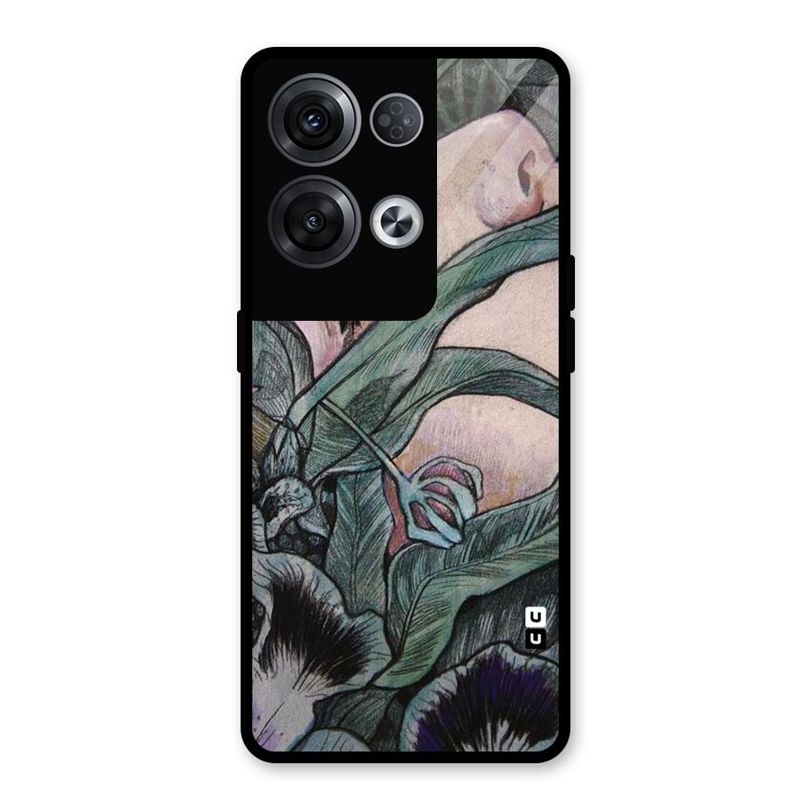 Girl Grass Art Glass Back Case for Oppo Reno8 Pro 5G