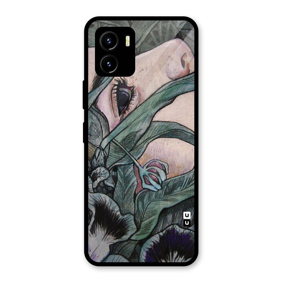 Girl Grass Art Glass Back Case for Vivo Y15s