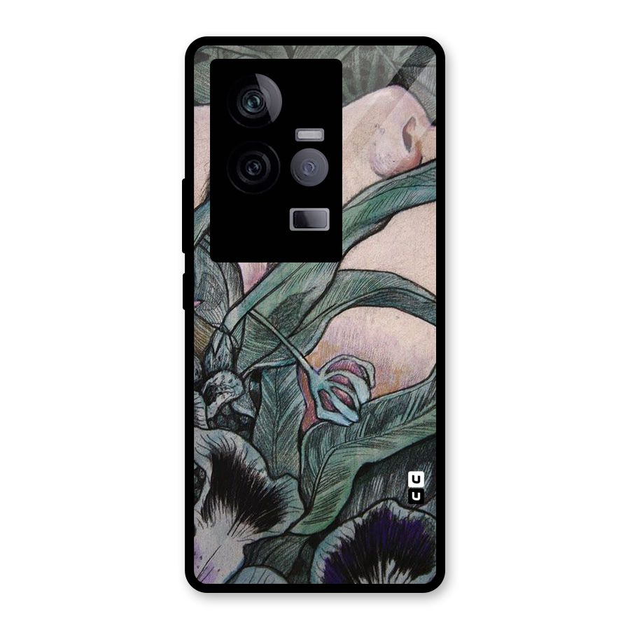 Girl Grass Art Glass Back Case for Vivo iQOO 11 5G