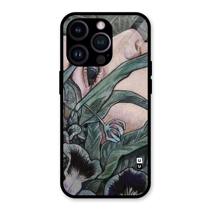 Girl Grass Art Glass Back Case for iPhone 14 Pro