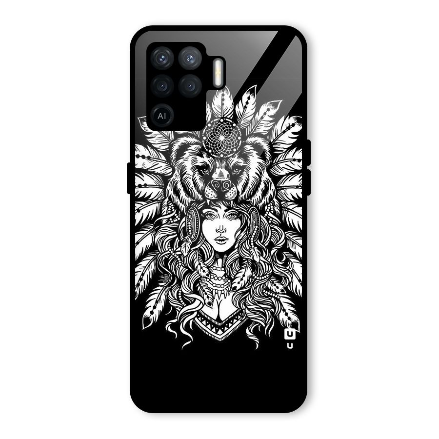 Girl Pattern Art Glass Back Case for Oppo F19 Pro