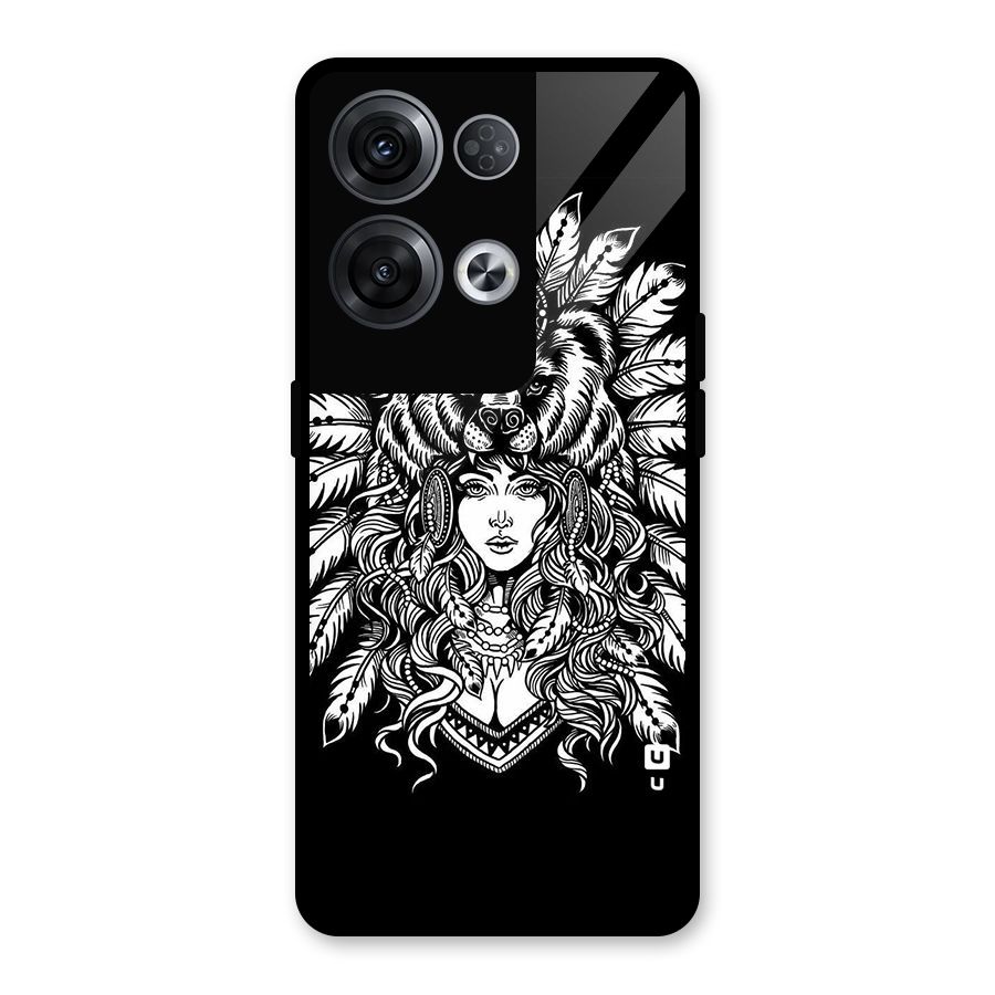 Girl Pattern Art Glass Back Case for Oppo Reno8 Pro 5G