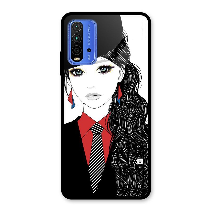 Girl Tie Glass Back Case for Redmi 9 Power