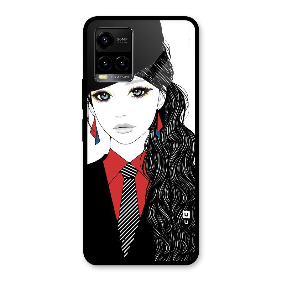 Girl Tie Glass Back Case for Vivo Y21T