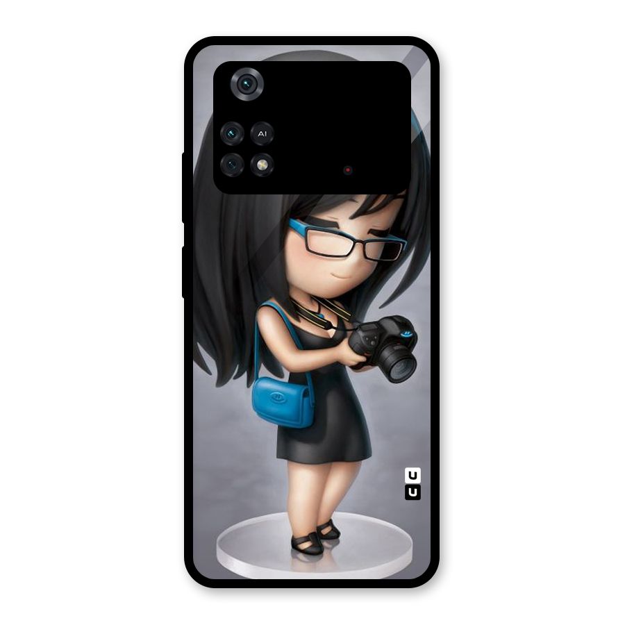 Girl With Camera Glass Back Case for Poco M4 Pro 4G