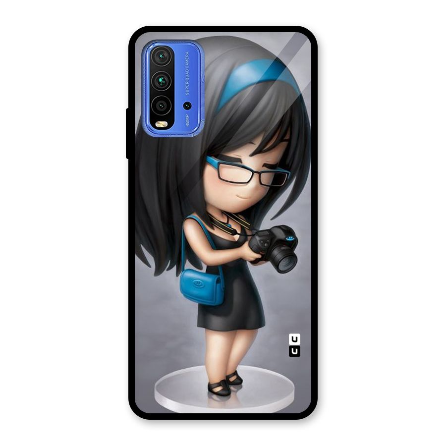 Girl With Camera Glass Back Case for Redmi 9 Power