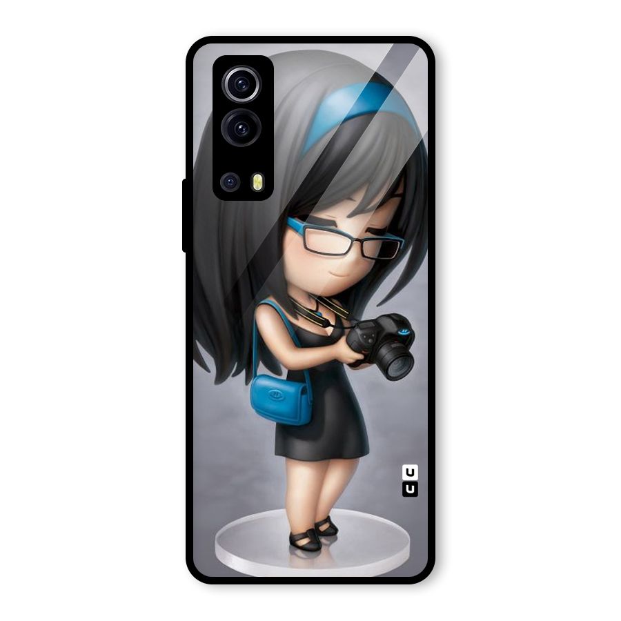 Girl With Camera Glass Back Case for Vivo iQOO Z3
