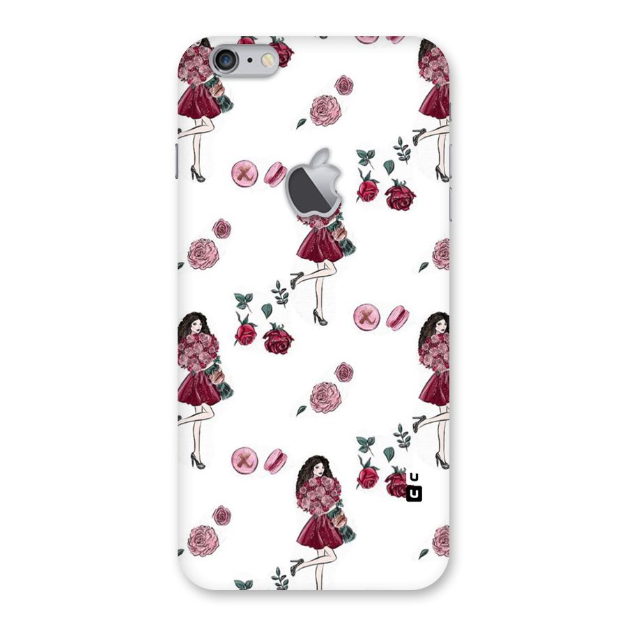 Girl With Flowers Back Case for iPhone 6 Plus 6S Plus Logo Cut