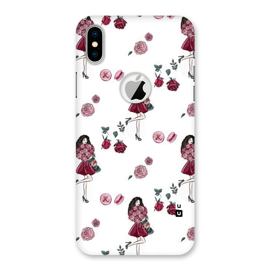 Girl With Flowers Back Case for iPhone X Logo Cut