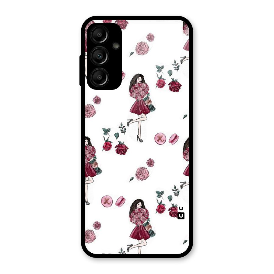 Girl With Flowers Glass Back Case for Galaxy A14 5G