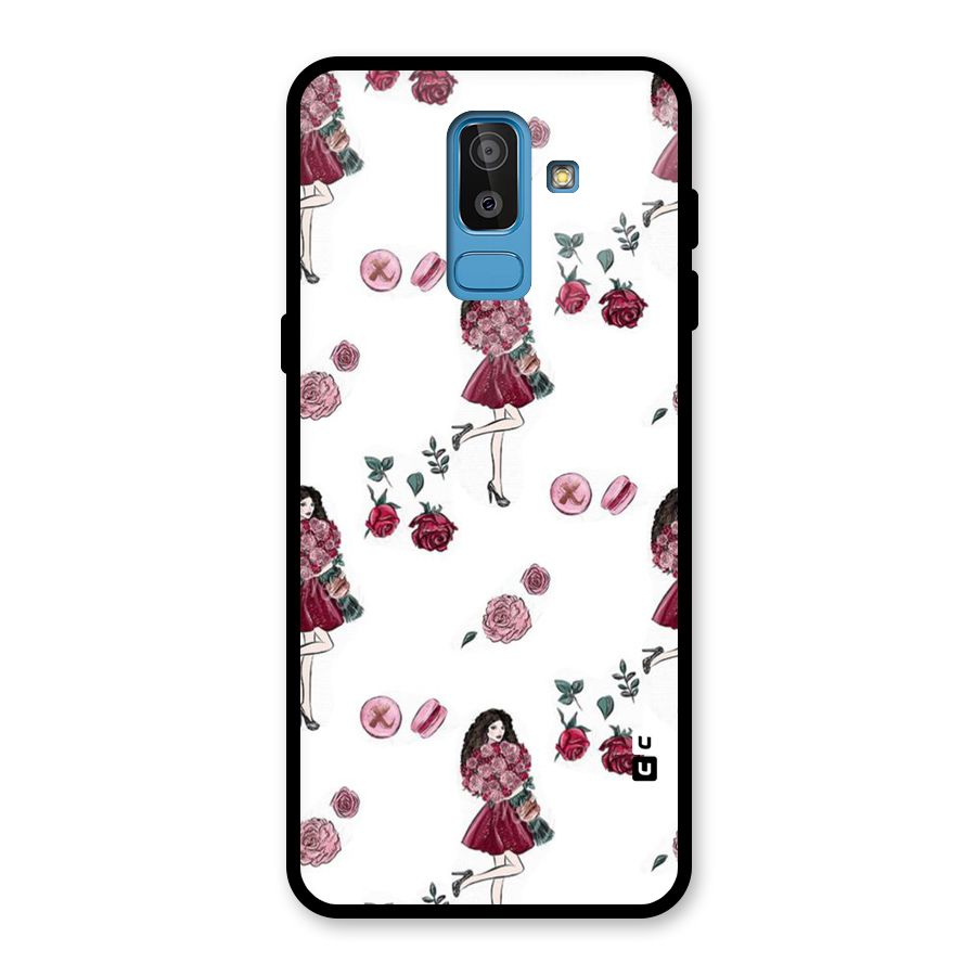 Girl With Flowers Glass Back Case for Galaxy J8
